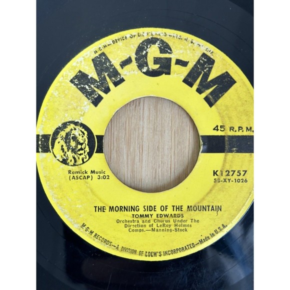 TOMMY EDWARDS 45 PLEASE MR. SUN / THE MORNING SIDE OF THE MOUNTAIN MGM 1959 7" - Picture 8 of 12